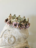 Head Crown, 4" rose head crown,pink rose metal crown,