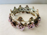 Head Crown, 3” rose head crown,pink rose metal crown,