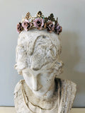 Head Crown, 4" rose head crown,pink rose metal crown,