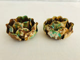 Metal Roses, 2 rusted metal and green painted roses
