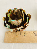 Metal Roses, 2 rusted metal and green painted roses
