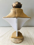 Burlap bust jewelry stand,  jewelry holder with vintage rose on top