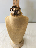 Burlap bust jewelry stand,  jewelry holder with vintage rose on top