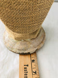 Burlap bust jewelry stand,  jewelry holder with vintage rose on top