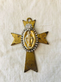 Mary Cross pendant, 1 gold cross with rhinestones