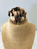 Burlap bust jewelry stand,  jewelry holder with vintage rose on top