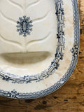 Blue and white meat platter, Brownfield large transferware oval tray