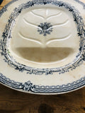 Blue and white meat platter, Brownfield large transferware oval tray