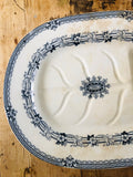 Blue and white meat platter, Brownfield large transferware oval tray