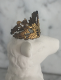 Gold crown, 1 gold leaf crown with rhinestone