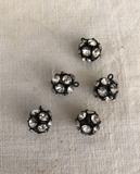 Vintage Rhinestone balls,5 rhinestone balls with hook