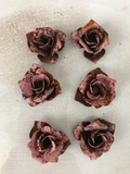 Pink roses,6 patina rusted metal Roses
