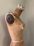 Mannequin display,dress form,jewelry display,bodice display,vintage stand,mannequin body bodice,muslin body form,dress form with crown