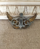 Cherub metal finding, 1 Metal oxidized cherub stamping with wings