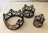 Metal crowns, set of 3 lace metal crowns