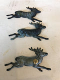 Metal deer findings, 3 black and patina black running deer