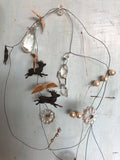 Deer garland,Vintage crystal wired garland and christmas tree garland with antique beads and 3 deer with antlers hanging on garland 36"