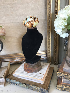 Black velvet flower bust,necklace stand