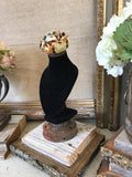 Black velvet flower bust,necklace stand