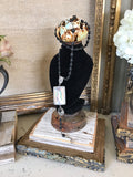 Black velvet flower bust,necklace stand