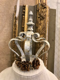 Wrought Iron patina white Crown,iron crown,salvaged crown,crown,metal crown