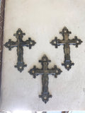 Metal cross finding, 3 pieces ornamental finding-floral design cross
