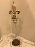 Vintage hardware metal scroll on vintage wood stand,Jewelry Stand,finials,necklace  stand,jewelry display,bracelet Display,salvaged metal,