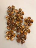 Vintage patina rusted metal flowers, flower parts (2 pieces),metal daisy,flowers for jewelry,flower findings,metal findings,