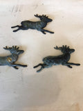 Metal deer findings, 3 black and patina black running deer