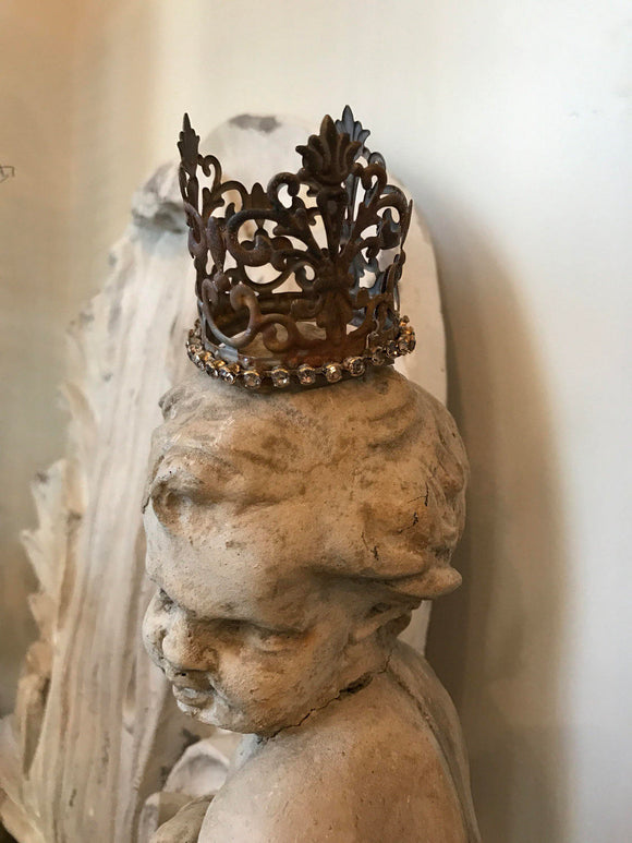 French lace crown light weight with rhinestone chain