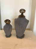 Flower bust necklace stands set,jewelry holder,display for necklaces, flower crown  jewelry,jewelry display,salvaged wood base,rose crown,