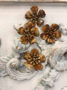 Vintage patina rusted metal flowers, flower parts (2 pieces),metal daisy,flowers for jewelry,flower findings,metal findings,