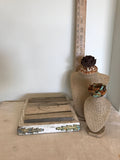 Burlap bust set with barn wood vintage base