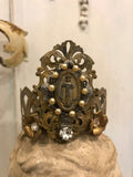 Aged patina metal angel crown