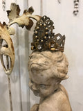 Aged patina metal angel crown