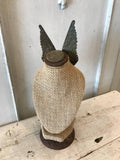 Metal wings on burlap bust,jewelry holder,necklace holder,jewelry stand,jewelry display,crown,metal crown,angel wings