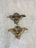 Metal cherub jewelry part, 2 cherubs Metal Stampings