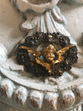 Metal cherub Angel Finding,metal filigree flower, aged double flower, frame flower,angel wings,frame finding