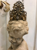 Aged patina metal angel crown