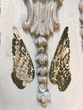 Metal wings,aged white patina wings,angel wings,feathered wings,
