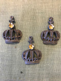 Vintage crown,patina grey,princess crown, wedding favor crown,crown  findings,metal crown,3 crowns