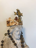 Metal crown with cross and mary pendent,metal crown with rhinestones ,crown supplies,metal garland crown,shabby chic,metal garland