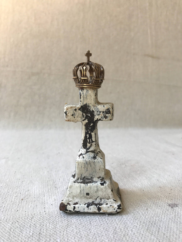 Cross with crown,cross on  Stand,finial finial,small Display,cross with crown, crown decor,metal cross,metal crown