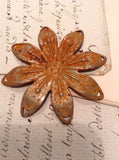Vintage Rusted metal flower with great patina,rusted flowers,flowers for crown,metal flowers,crown flowers,old metal flowers