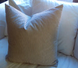 Blue and white french ticking pin striped twill pillow slip cover, European pillow sham