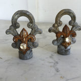 Lamp finials, 2 lamp finials with fleur de lis and rhinestone