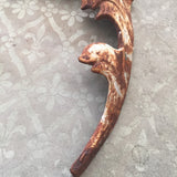 Wall decor,cast iron leaf,rusted leaf, aged white leaf,fence panel parts,gate parts,salvages fence parts,finials,salvaged parts,metal leaf