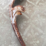 Cast iron scroll leaf, patina rust aged white, leaves,fence panel, filigree,
