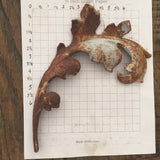 Cast iron scroll leaf, patina rust aged white, leaves,fence panel, filigree,