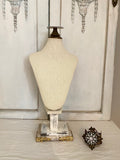 Linen Bust with Barn Wood Base and Rhinestone Crown Top